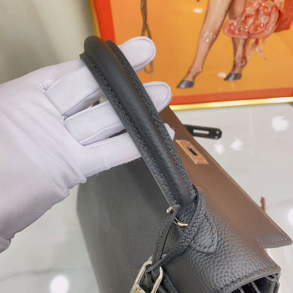 hm kelly 32cm black togo leather silver hardware