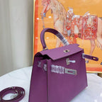 HM Kelly 25cm Purple Epsom Leather Silver Hardware