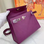 HM Kelly 25cm Purple Epsom Leather Silver Hardware