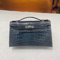 HM Kelly 22cm Dark Blue-Gray Patent Corocodile (Production needs 12 days to complete)