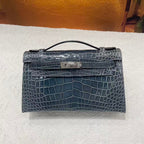 HM Kelly 22cm Dark Blue-Gray Patent Corocodile (Production needs 12 days to complete)