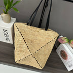 LOE 31 Medium Puzzle Fold Tote Beige in Raffia