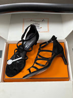 HM 26S STRAPPY HIGH HEEL 70MM IN BLACK LAMBSKIN