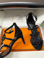 HM 26S STRAPPY HIGH HEEL 70MM IN BLACK LAMBSKIN