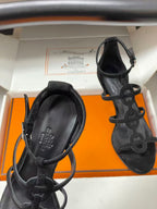 HM 26S STRAPPY HIGH HEEL 70MM IN BLACK LAMBSKIN