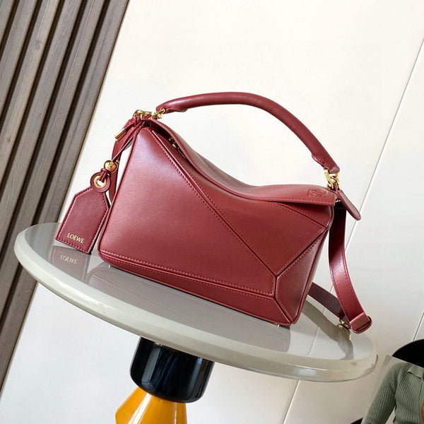 Loe Featherlight Puzzle Bag 24cm In Burgundy Nappa Calfskin