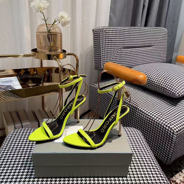 Tom Ford Sandal With Padlock 105mm Green In Silk