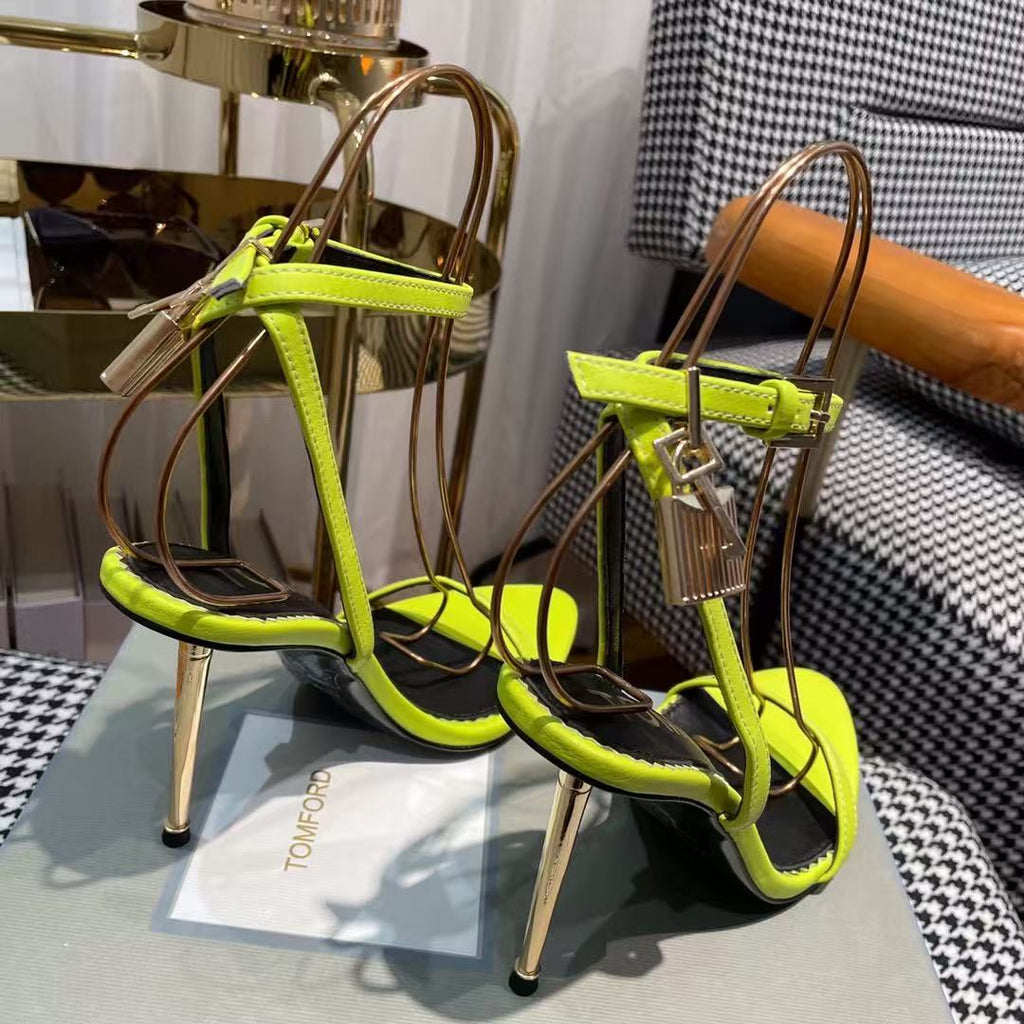 Tom Ford Sandal With Padlock 105mm Green In Silk