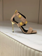 Balmain Crossover Strap Sandals 95mm Light Brown Suede