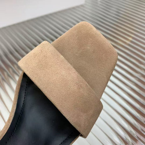 Balmain Crossover Strap Sandals 95mm Light Brown Suede
