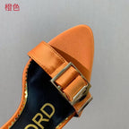 Tom Ford Sandal With Ribbon 105mm Orange In Silk And Sheepskin