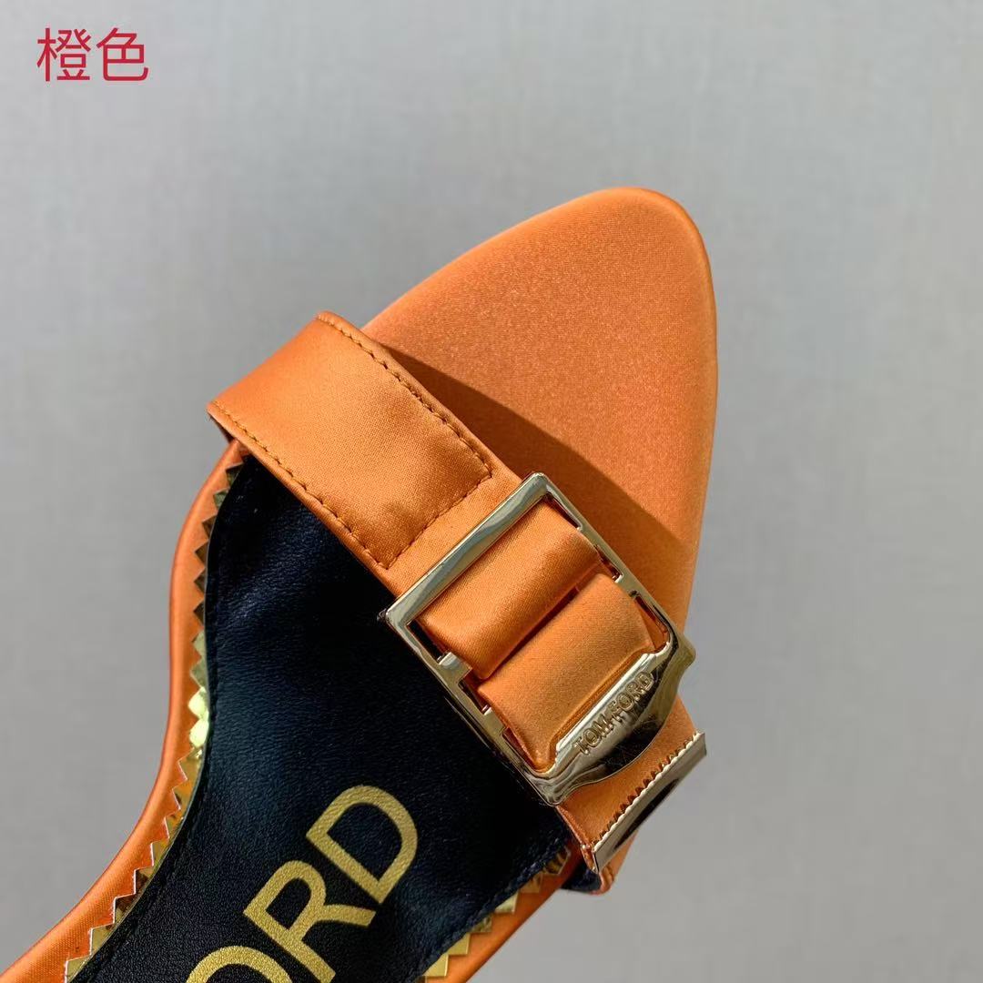 Tom Ford Sandal With Ribbon 105mm Orange In Silk And Sheepskin