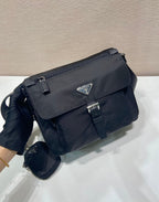 Prada Shoulder Bag 25cm Black Re-Nylon& Saffiano Leather