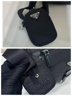 Prada Shoulder Bag 25cm Black Re-Nylon& Saffiano Leather