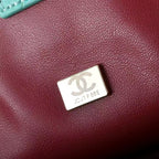 CC 2026 Small Shopping Bag 39cm Light Blue Crocodile Embossed Calfskin