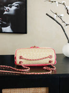 CC 25/26 Smal Flap Bag 23cm Beige Pink Straw Lambskin