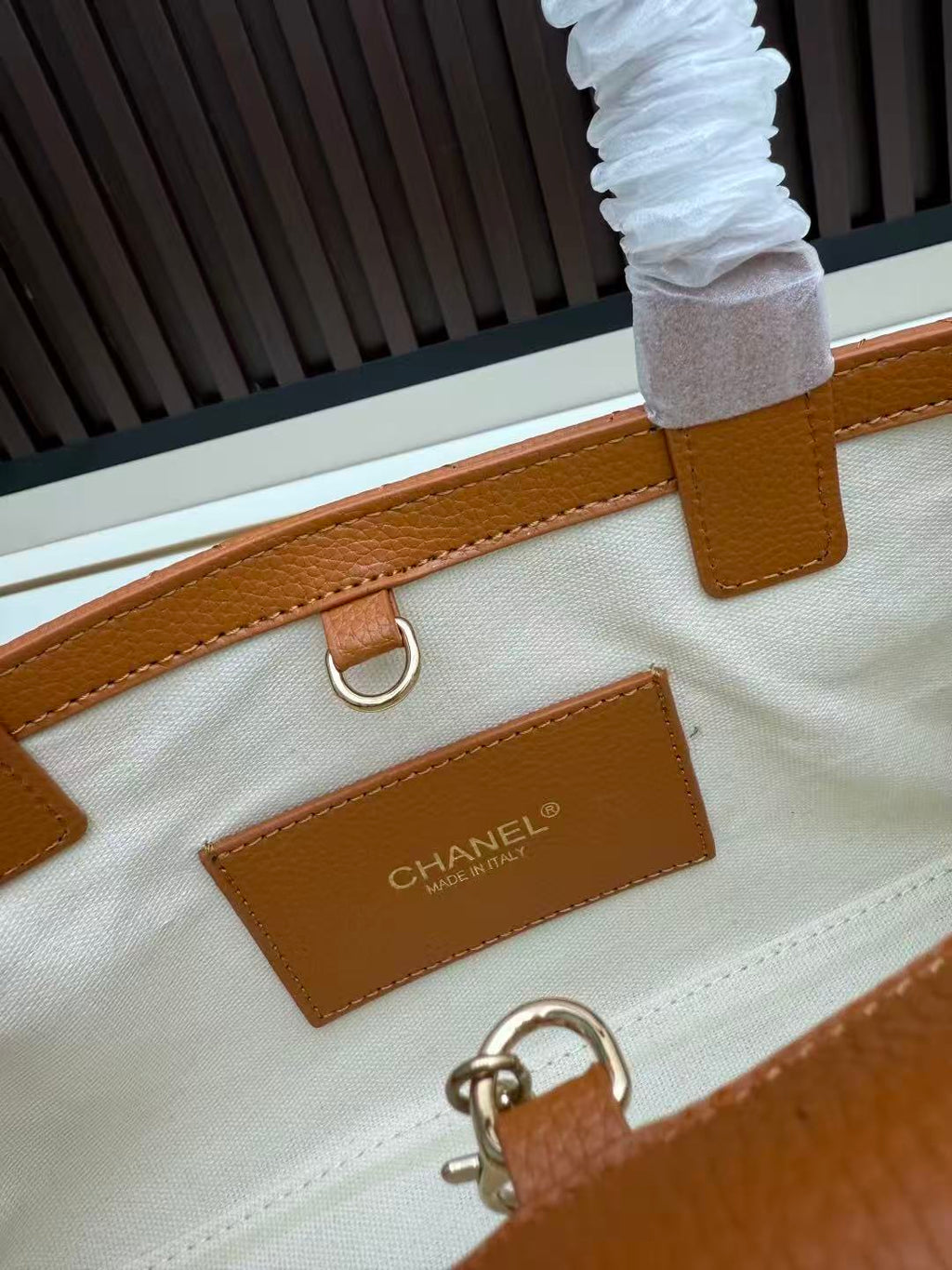 Chanel Flap Bag Top Handle 30cm Brown Cowhide Leather