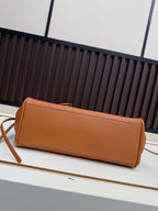 Chanel Flap Bag Top Handle 30cm Brown Cowhide Leather