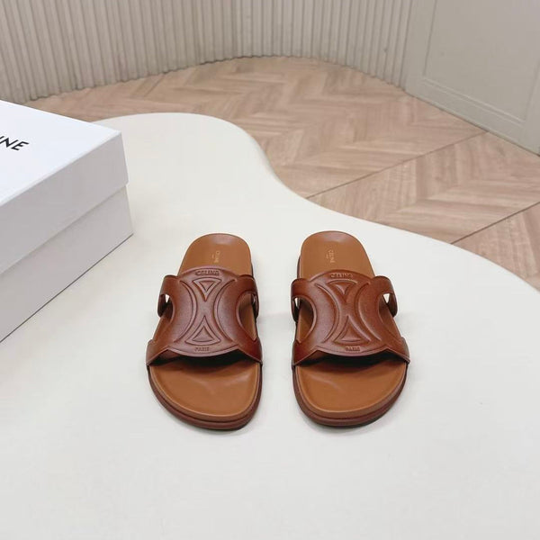 CELINE SANDALS BROWN CALFSKIN