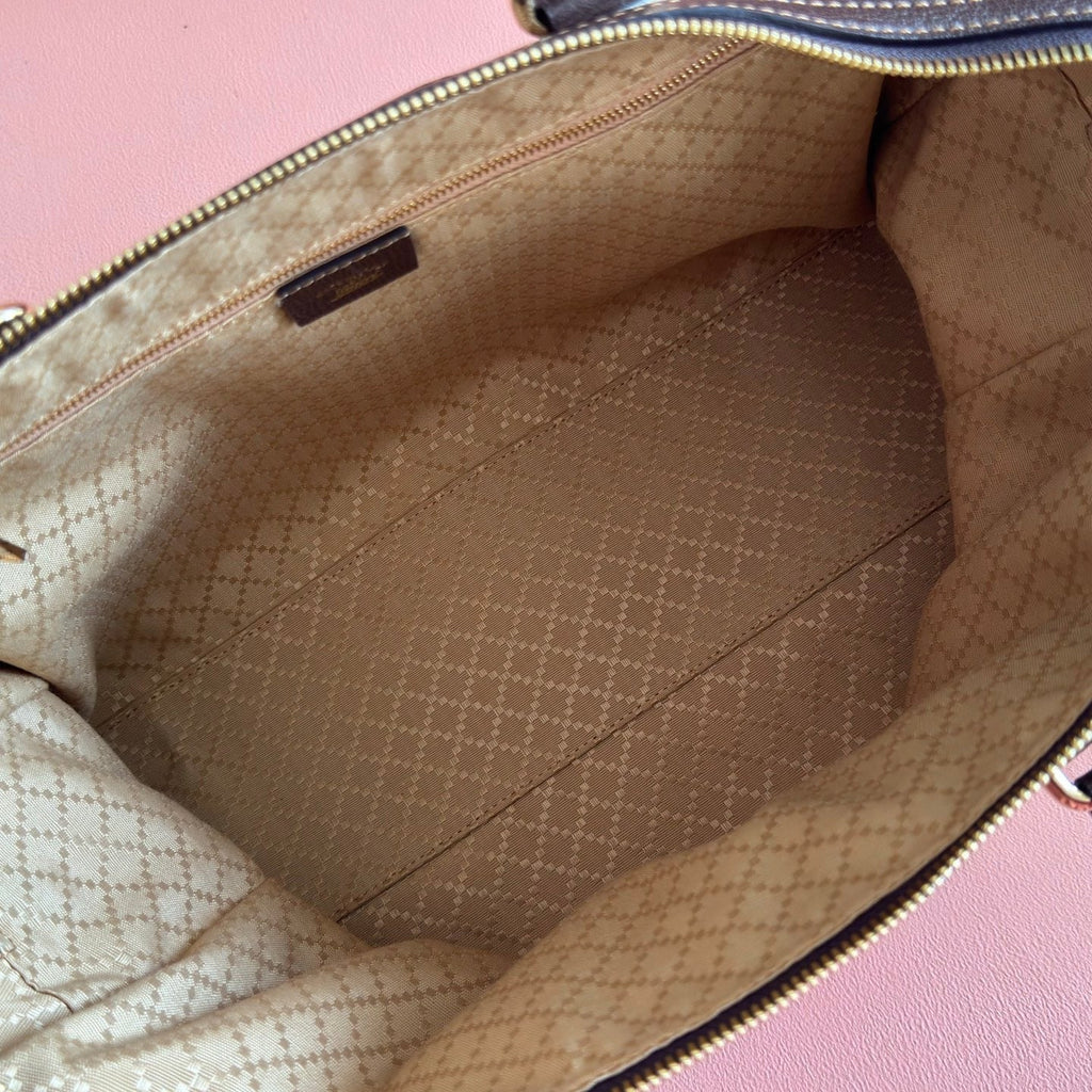 GG 26 Borsetto Horsebit 38cm Brown Canvas Calfskin GHW 866734