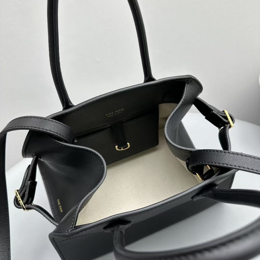 The Row Margaux 26cm Black Calfskin With Gold Hardware