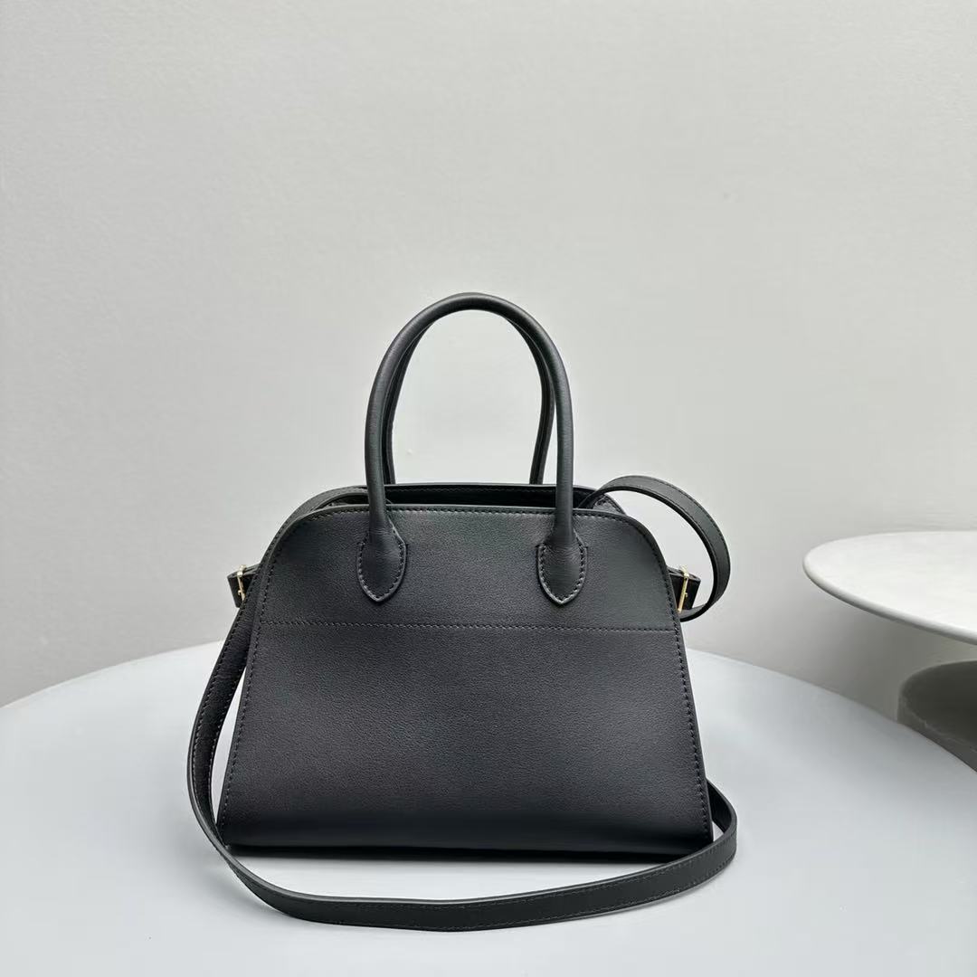 The Row Margaux 26cm Black Calfskin With Gold Hardware