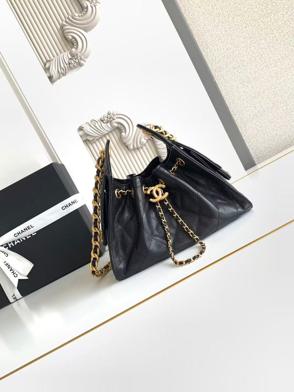 Chanel 25 Hobo Bag 22cm Black Calfskin GHW