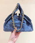 CC 25C Hobo Bag 30cm Dark Blue Suede