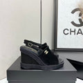 CC 2026 Wedge Sole Sandals 11cm Black Cotton