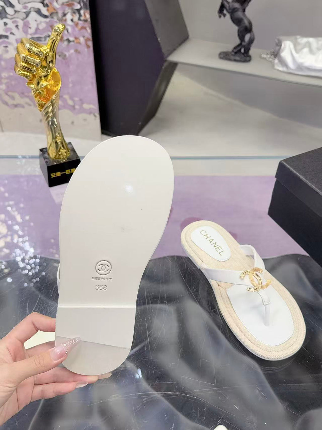 CC 2026 Thong Sandals White Sheepskin