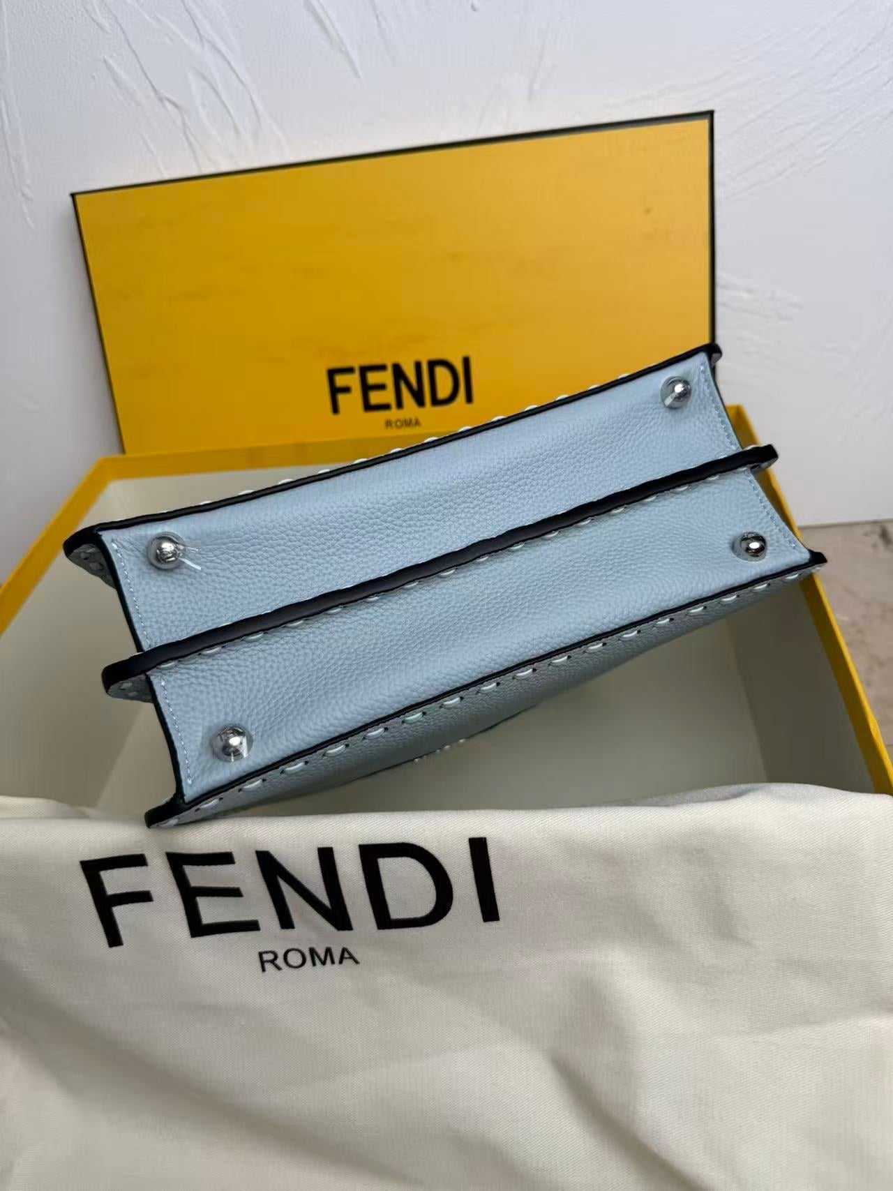 Fendi Peekaboo 27 Bag Baby Blue Leather Shw