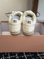 Miu 26s Gymnasium Sneakers White Raffia Canvas