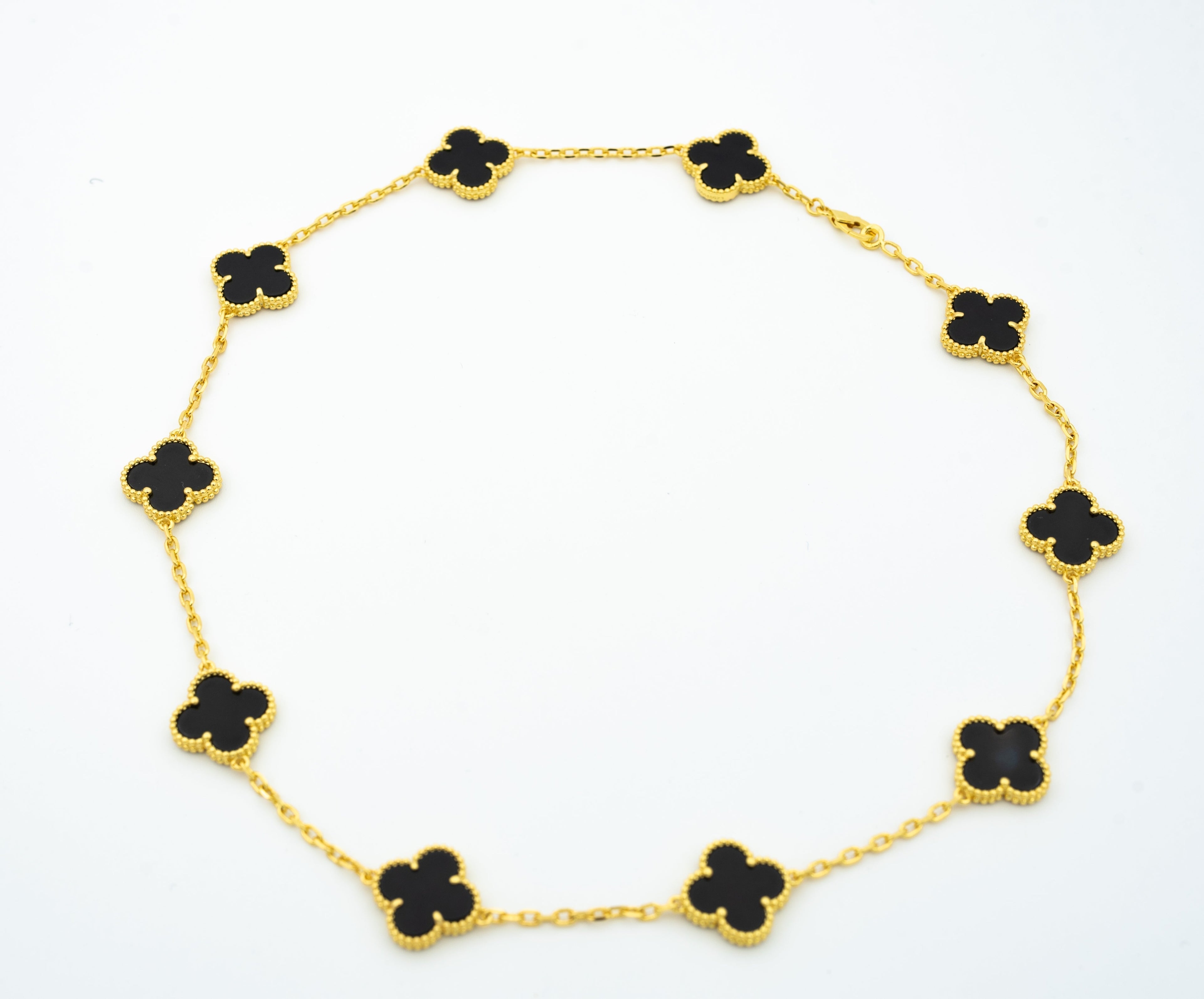 VINTAGE ONYX NECKLACE 10 MOTIFS GOLD