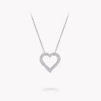 SPIRAL HEART SILHOUETTE PAVED SILVER DIAMOND NECKLACE