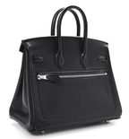 Hermes 25 Veau Volupto Rock Birkin Bag 25cm Black Silver Smooth Leather
