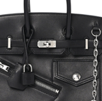 Hermes 25 Veau Volupto Rock Birkin Bag 25cm Black Silver Smooth Leather