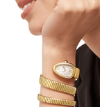 Bulgari Serpenti 35mm Tubogas 18k Yellow Gold Diamonds Silver Dial