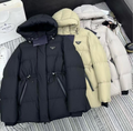 Prada 2025 Drawstring Waist Hooded Mig-length Jacket Down Polyester