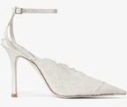 Jimmy Choo 2026 Faiz 100 Pump White Lace Leather