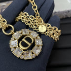 PETIT CD NECKLACE GOLD-FINISH METAL WITH WHITE AND SILVER