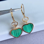 HAPPY HEART EARRINGS MALACHITE PINK GOLD DIAMOND