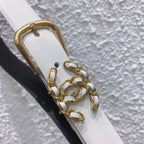 CC BELT 30MM BUCKLE GOLD WHITE LEATHER WHITE