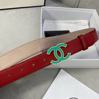 CC BELT 3.0CM BUCKLE BLUE LEATHER RED