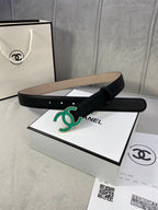 CC BELT 3.0CM BUCKLE BLUE LEATHER BLACK