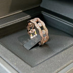 MESSIK PINK GOLD DIAMOND RING DOUBLE ROWS
