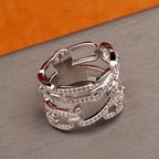 MESSIK DOUBLE ROWS RING SILVER DIAMOND