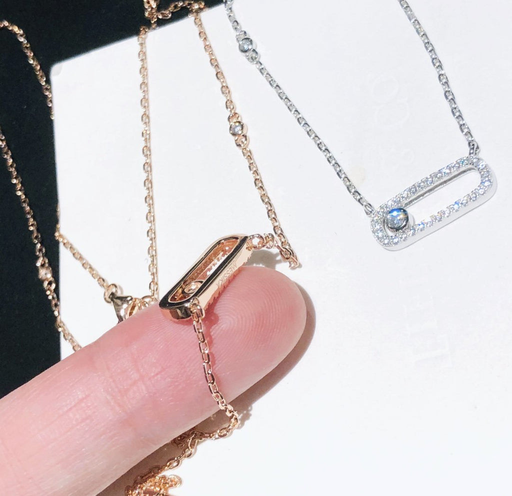 MOVE UNO PAVED SILVER DIAMOND NECKLACE