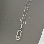 MOVE UNO LM SILVER DIAMOND PAVED NECKLACE
