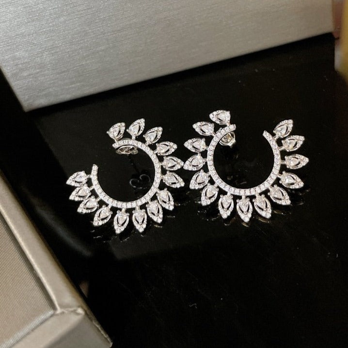 DESERT BLOOM L SILVER DIAMOND EARRINGS