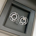 CREOLES MOVE ROMANE PAVED SILVER DIAMOND EARRINGS
